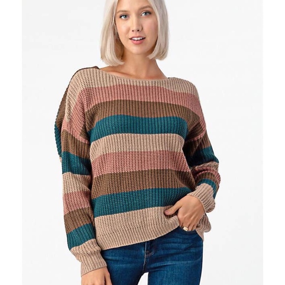 Teal Multi Neutrals Colors Twist Back - Picture 2 of 4